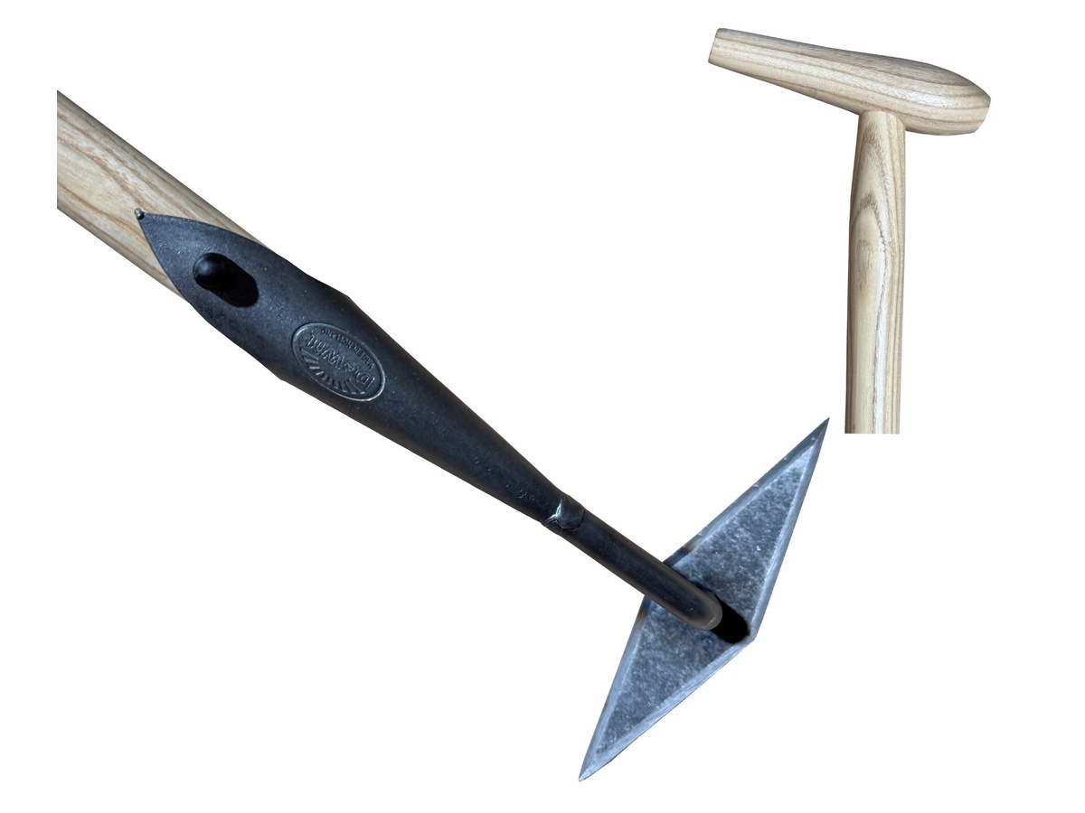 Diamond hoe 18cm, clear finished with 129cm P-top handle